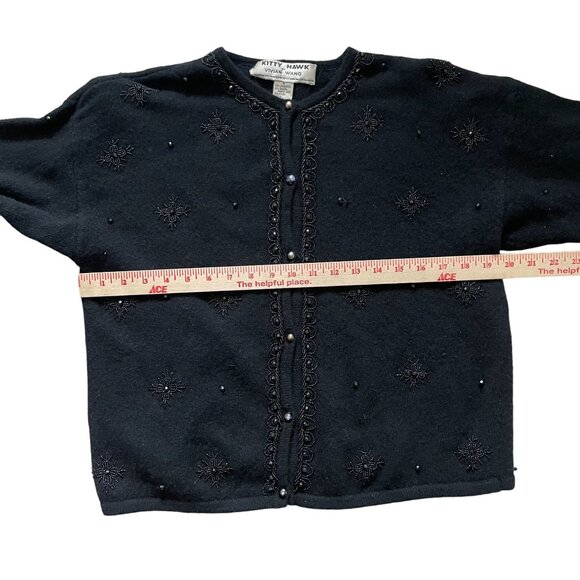 Kitty Hawk by Vivian Wang Embellished Wool Cardigan Sweater Women's Medium Black - Picture 7 of 7